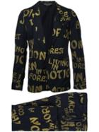 Comme Des Garçons Pre-owned Slogan Print Suit - Black