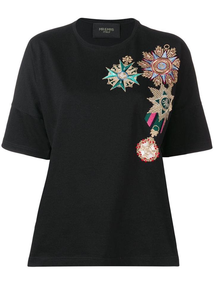 Mr & Mrs Italy Medal Embroidery T-shirt - Black
