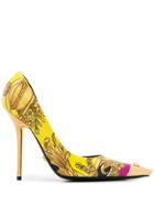 Versace Baroque Pointed Pumps - Yellow