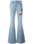 Gucci - Embroidered Flared Denim Jeans - Women - Cotton - 27, Blue, Cotton