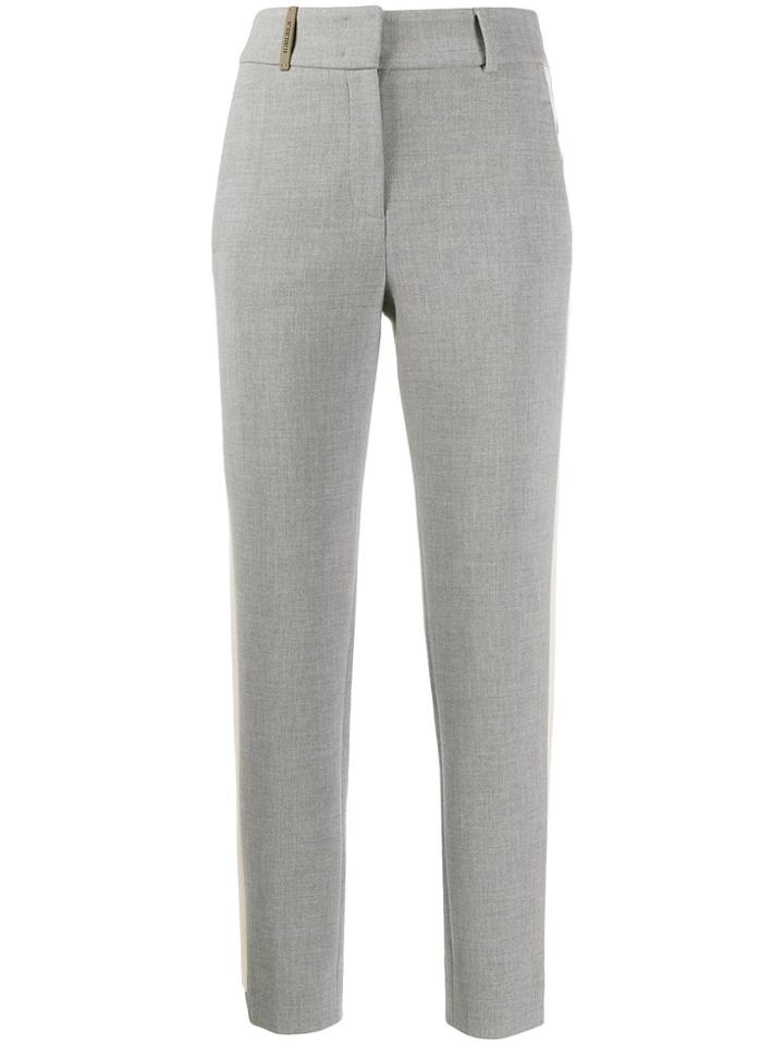 Peserico Stripe Detail Tapered Trousers - Grey