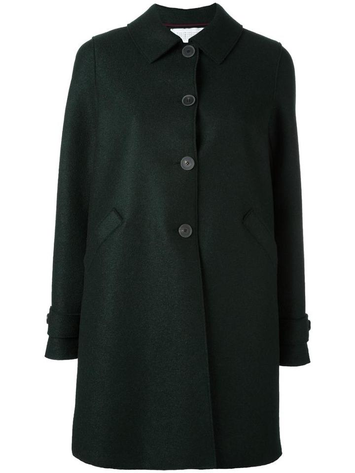 Harris Wharf London Hooded Coat, Women's, Size: 44, Green, Virgin Wool/polyester