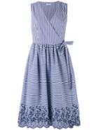 P.a.r.o.s.h. - Midi Striped Sleeveless Wrap Dress - Women - Cotton/polyamide/polyester/spandex/elastane - S, Blue, Cotton/polyamide/polyester/spandex/elastane