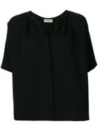 Masscob Frayed Short-sleeved Blouse - Black