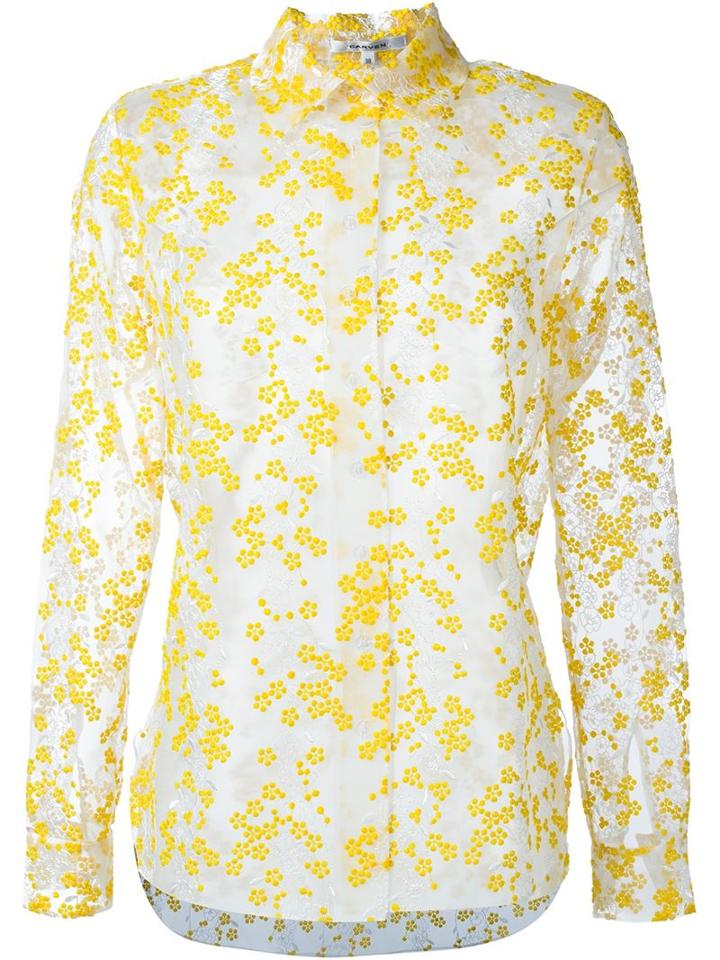 Carven Flower Embroidered Sheer Shirt