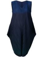 Issey Miyake Diagonal Pleat Shift Dress - Blue
