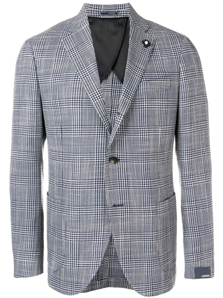Lardini Check Print Blazer - Blue