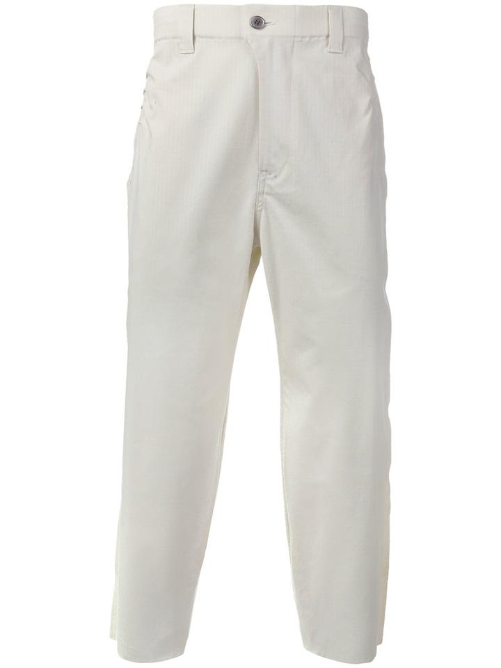 Julien David Cropped Pants, Men's, Size: Medium, White, Cotton/polyurethane