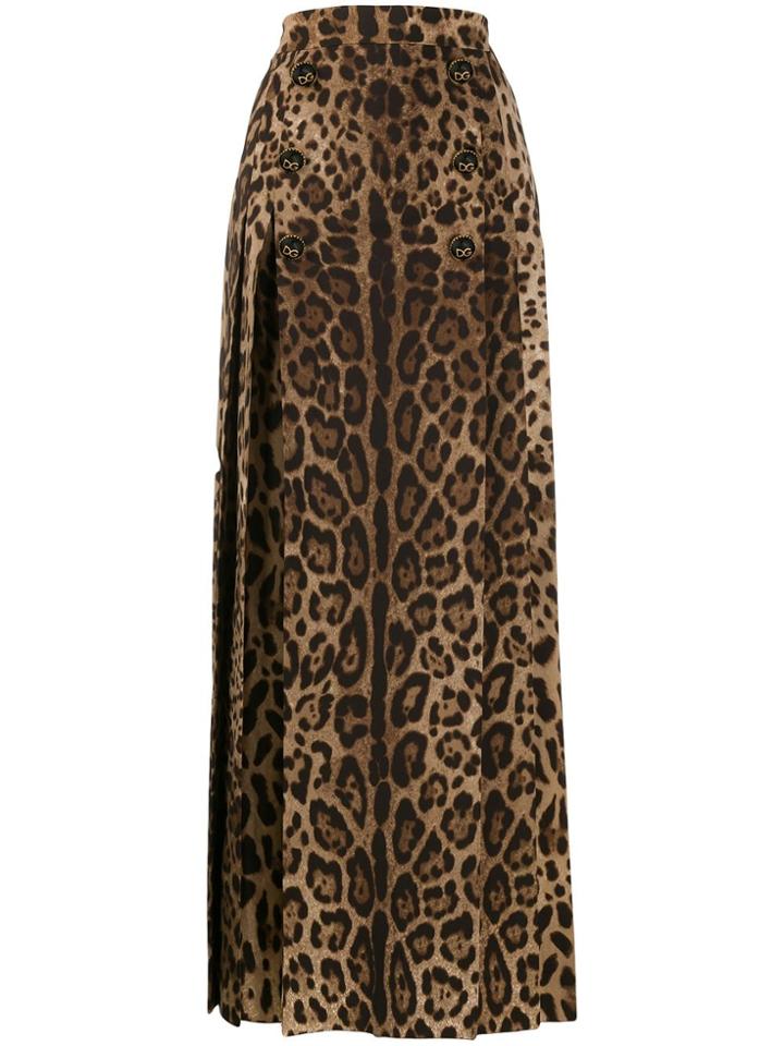 Dolce & Gabbana Full Leopard Print Skirt - Brown