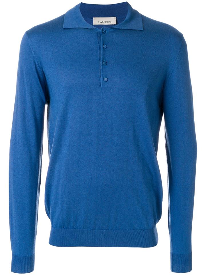 Laneus Long Sleeved Polo - Blue