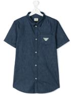 Armani Junior - Denim Shortsleeved Shirt - Kids - Cotton - 14 Yrs, Blue