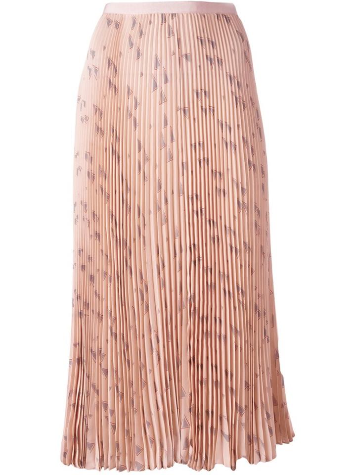 Valentino Triangle Print Pleated Skirt, Women's, Size: 42, Pink/purple, Silk