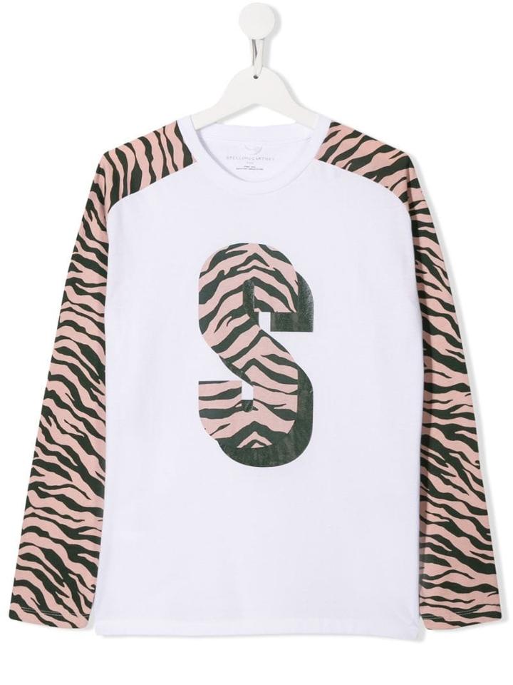 Stella Mccartney Kids Teen Zebra Print S T-shirt - White