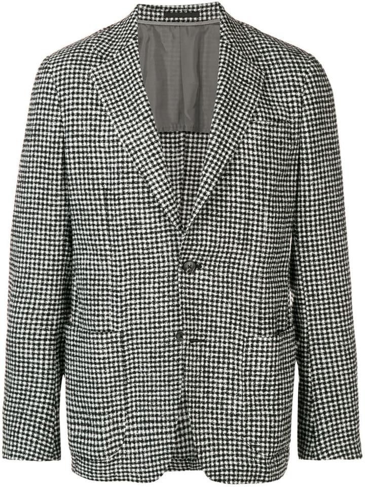Z Zegna Checked Single-breasted Blazer - Black