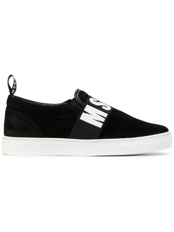 Msgm Kids Teen Logo Print Sneakers - Black