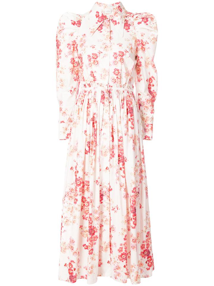 Jill Stuart Puff Shoulder Floral Dress - Pink & Purple
