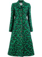 Erdem Floral Print Flared Coat - Green