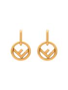 Fendi Gold Metallic F Is For Fendi Medium Hoop Earrings