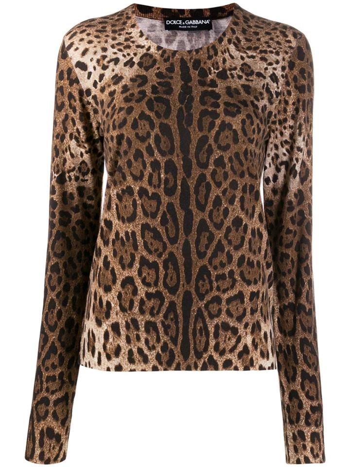 Dolce & Gabbana Leopard Knitted Jumper - Brown