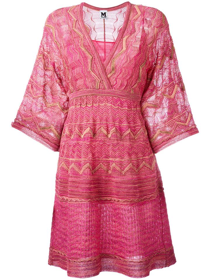 M Missoni V-neck Dress, Women's, Size: 38, Pink/purple, Polyamide/viscose/metallic Fibre/polyester