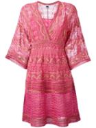 M Missoni V-neck Dress, Women's, Size: 38, Pink/purple, Polyamide/viscose/metallic Fibre/polyester