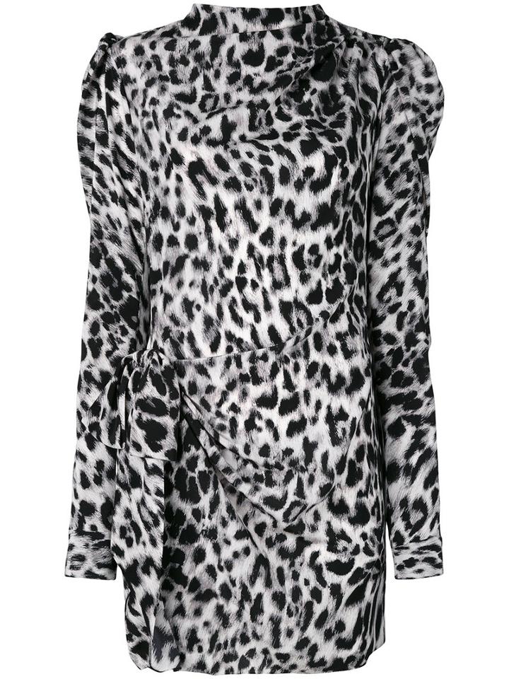 Saint Laurent - Asymmetric Leopard Print Dress - Women - Silk - 40, Grey, Silk