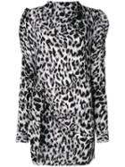 Saint Laurent - Asymmetric Leopard Print Dress - Women - Silk - 40, Grey, Silk