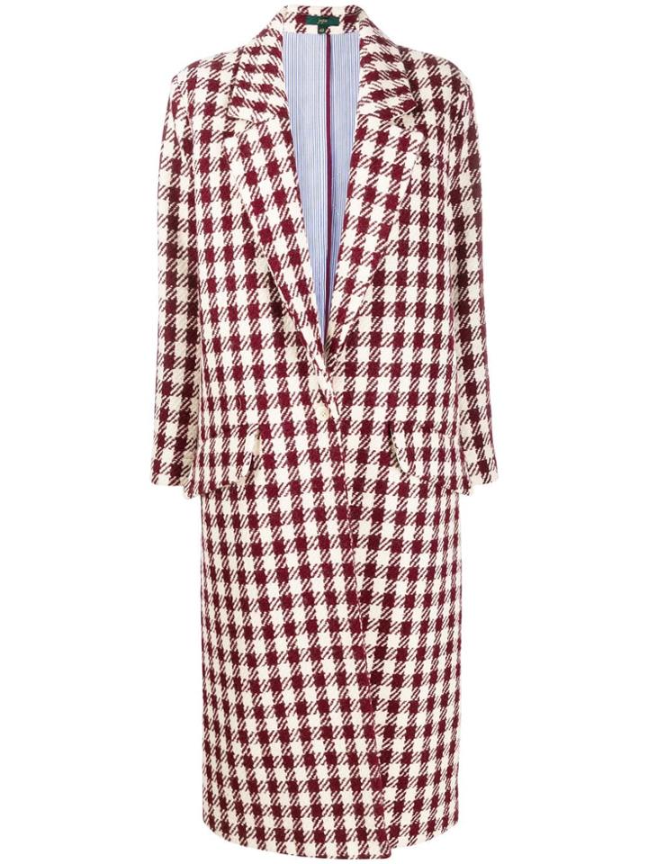 Jejia Tartan Check Cocoon Coat - Red