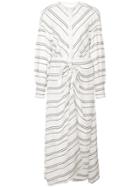 Proenza Schouler Crepe Striped Long Sleeve Dress - White