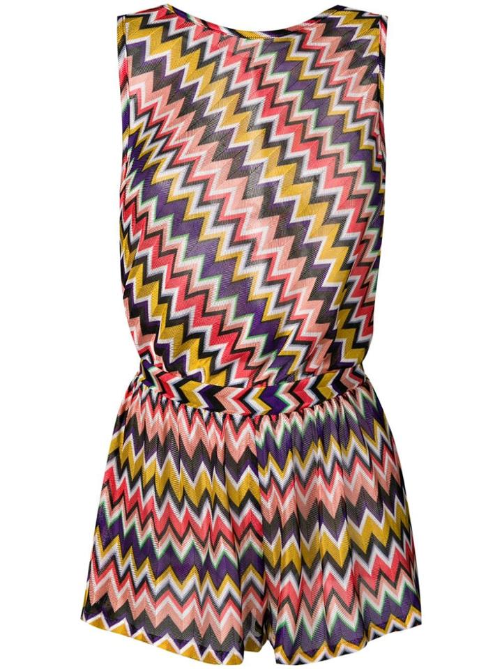 Missoni Open Back Zig Zag Knitted Playsuit - Pink