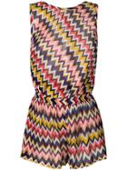 Missoni Open Back Zig Zag Knitted Playsuit - Pink