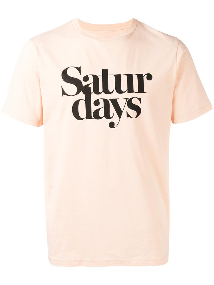 Saturdays Surf Nyc Logo Print T-shirt, Men's, Size: Large, Yellow/orange, Cotton