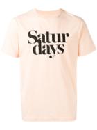 Saturdays Surf Nyc Logo Print T-shirt, Men's, Size: Large, Yellow/orange, Cotton