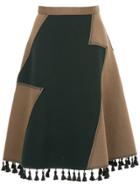 Kolor Colour Block Tassel Hem Skirt - Black