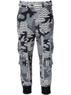 Neil Barrett Patterned Camouflage Trousers, Women's, Size: 40, Black, Silk/elastodiene