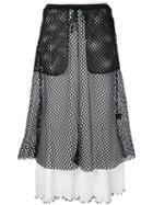 G.v.g.v. - Mesh Layered Ribbed Skirt - Women - Cotton/polyester - Xs, White, Cotton/polyester