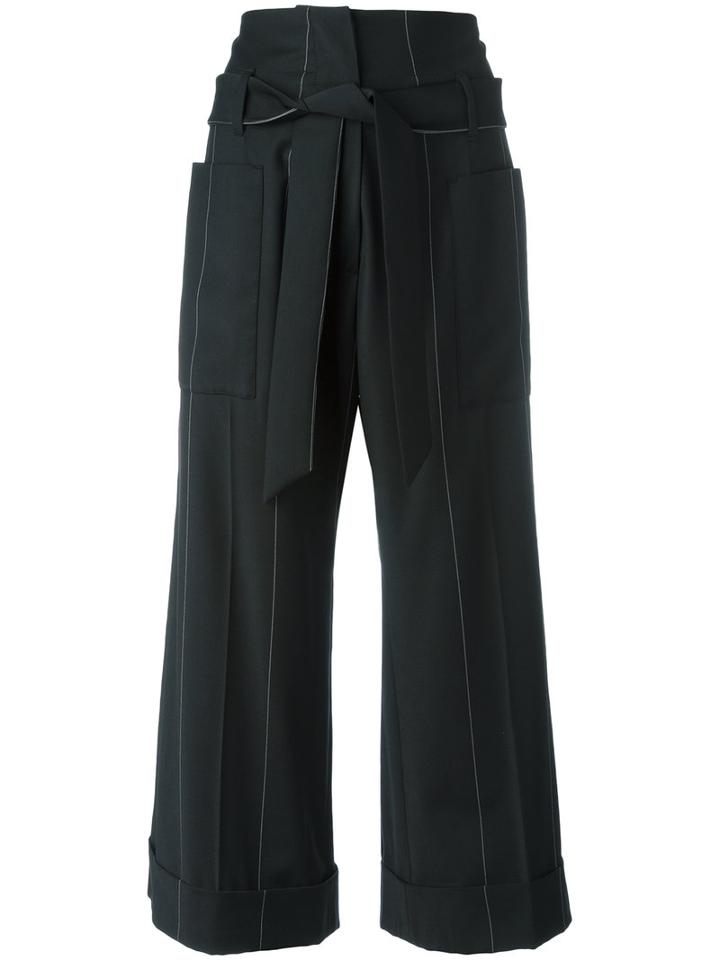 Brunello Cucinelli Wide Leg Cropped Pants, Women's, Size: 40, Black, Wool/polyamide/spandex/elastane/acetate