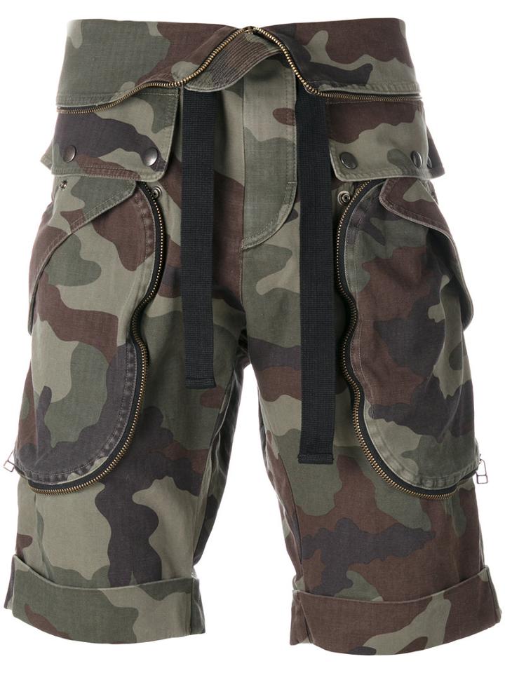 Faith Connexion Camouflage Bermuda Shorts, Men's, Size: Xl, Green, Cotton