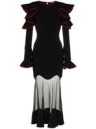 Alexander Mcqueen Knitted Ruffle Midi Dress - Black