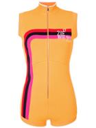 Miu Miu Logo Striped Sleeveless Playsuit - Yellow & Orange