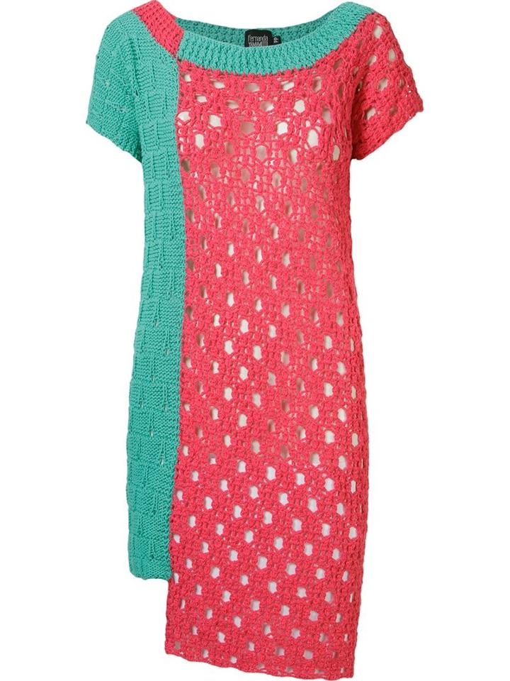 Fernanda Yamamoto Asymmetric Knit Dress, Women's, Size: 46, Pink/purple, Cotton/acrylic