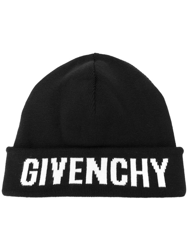 Givenchy Logo Knit Beanie - Black