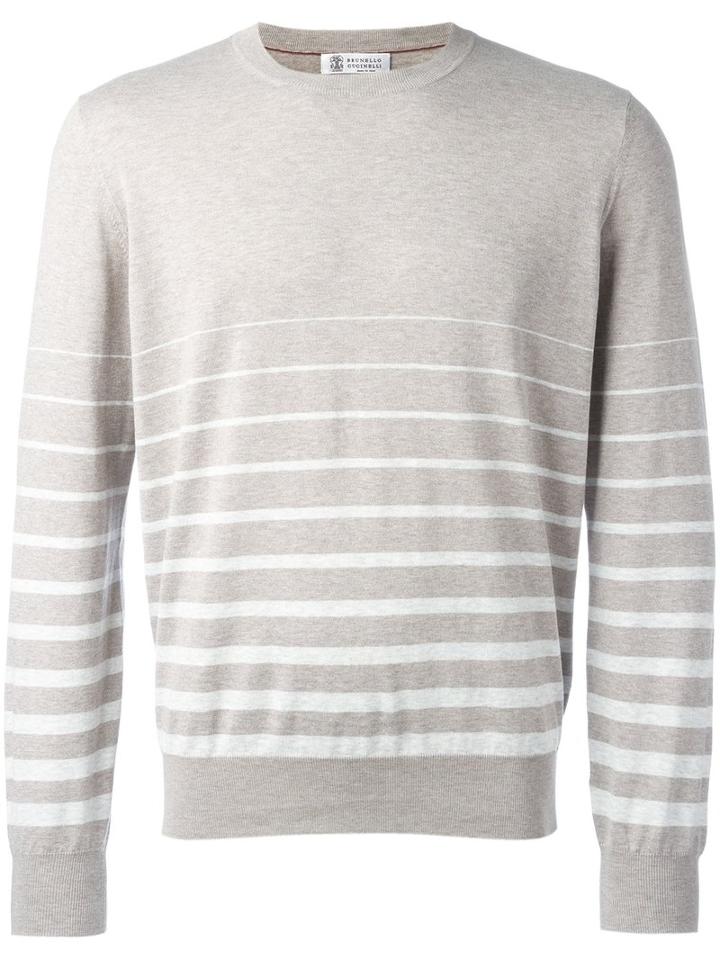 Brunello Cucinelli Striped Jumper, Men's, Size: 56, Nude/neutrals, Cotton