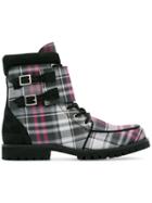 Ganni Checked Flat Boots - Grey
