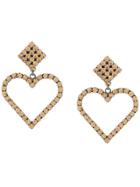 Alessandra Rich Crystal Heart Earrings - Metallic