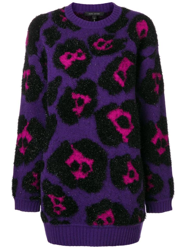 Marc Jacobs Oversized Leopard Jacquard Sweater - Pink & Purple