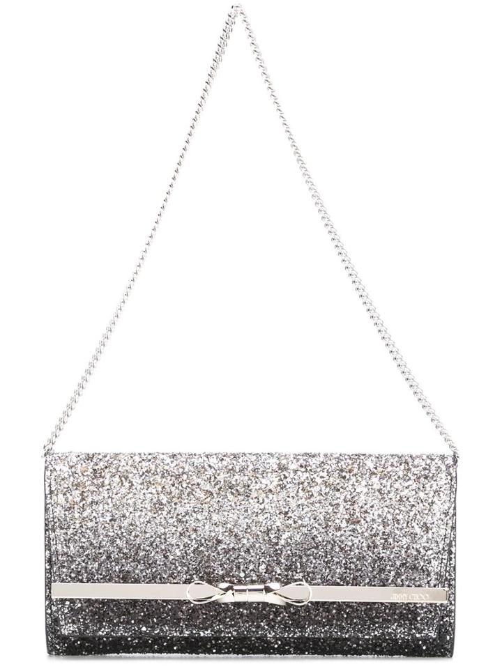 Jimmy Choo Glitter Clutch, Women's, Grey, Cotton/polyester
