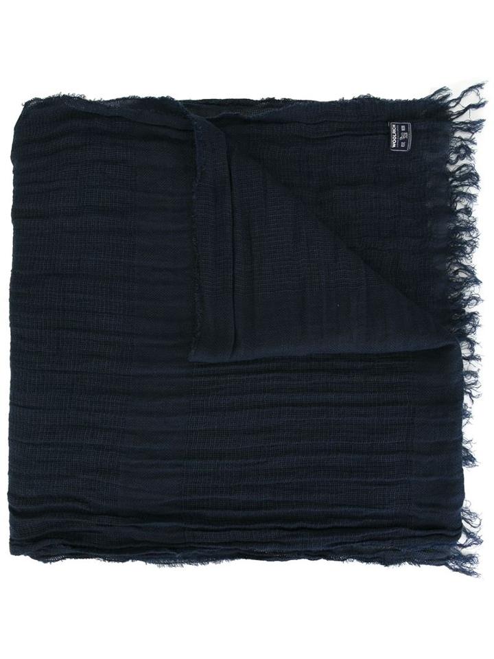 Woolrich Woven Fringed Scarf, Adult Unisex, Blue, Cotton/linen/flax