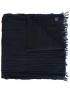 Woolrich Woven Fringed Scarf, Adult Unisex, Blue, Cotton/linen/flax