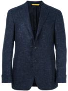 Canali Woven Single Breasted Blazer, Men's, Size: 48, Blue, Cashmere/cupro
